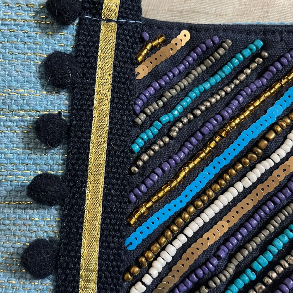 Blue Beaded Tote Bag - Picture 4 of 10